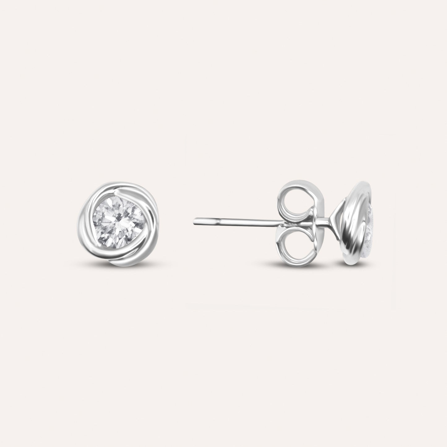 Diamond and white gold flower solitaire studs