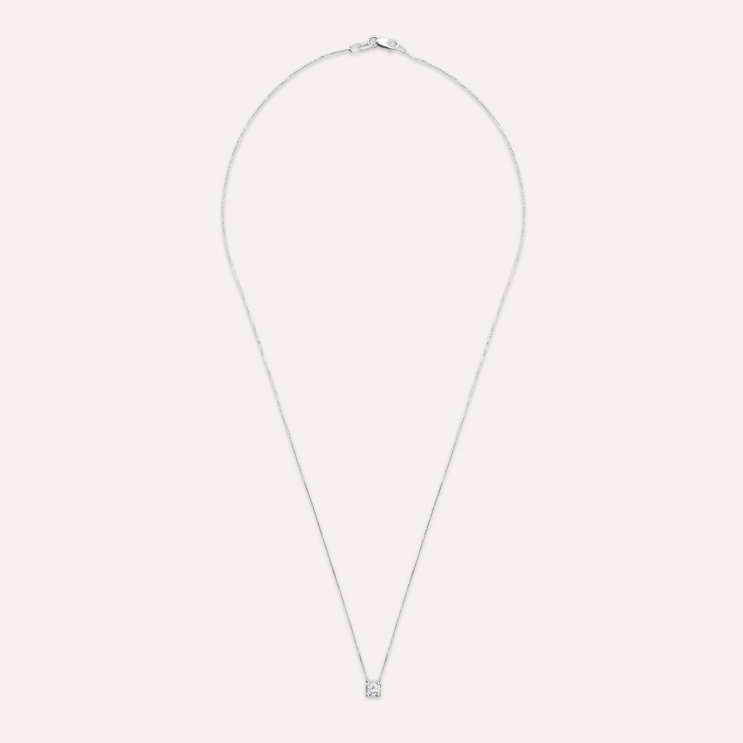 Diamond and white gold square solitaire necklace