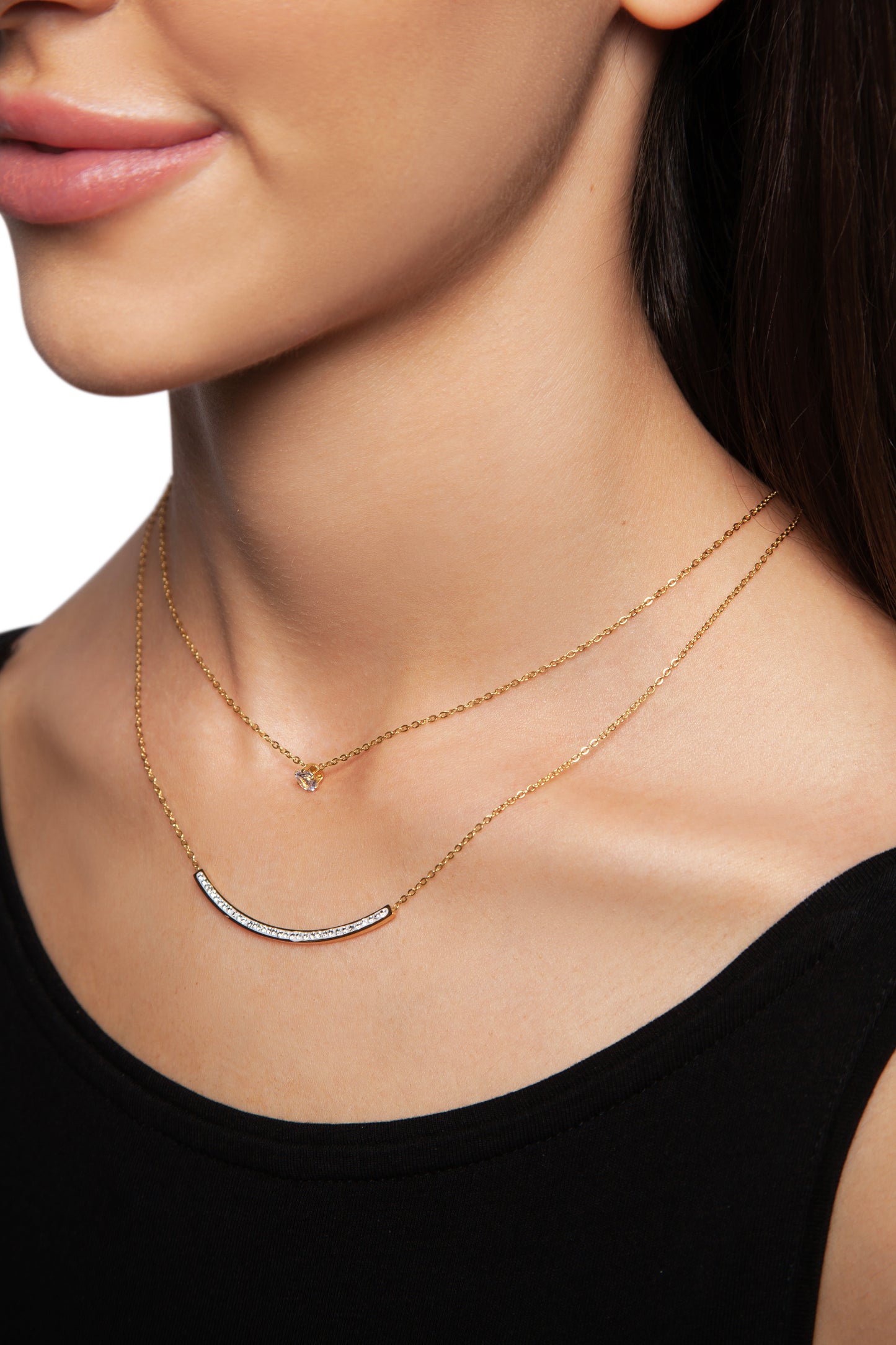 Dual Zircon Bar Layered Necklace