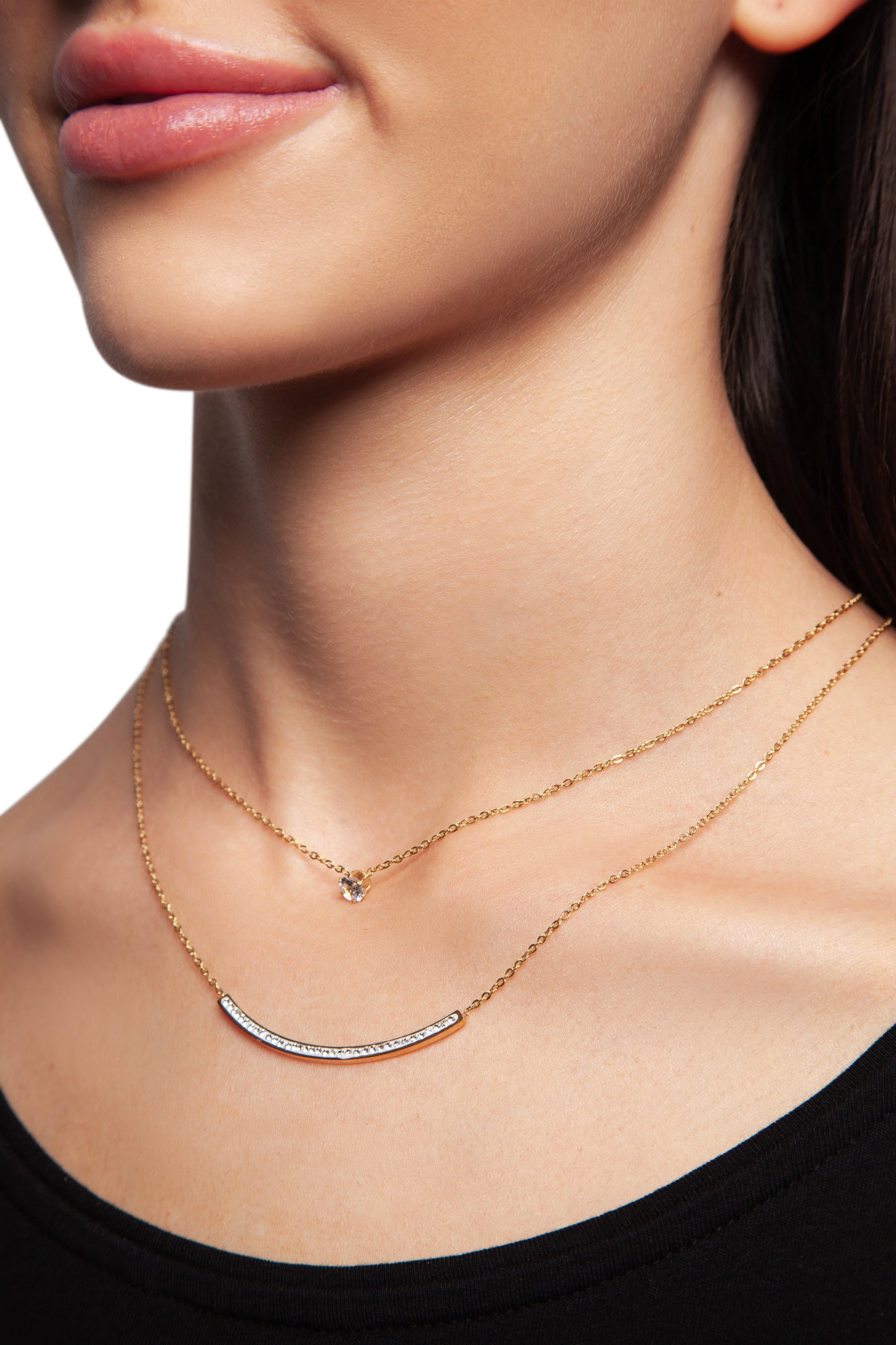 Dual Zircon Bar Layered Necklace