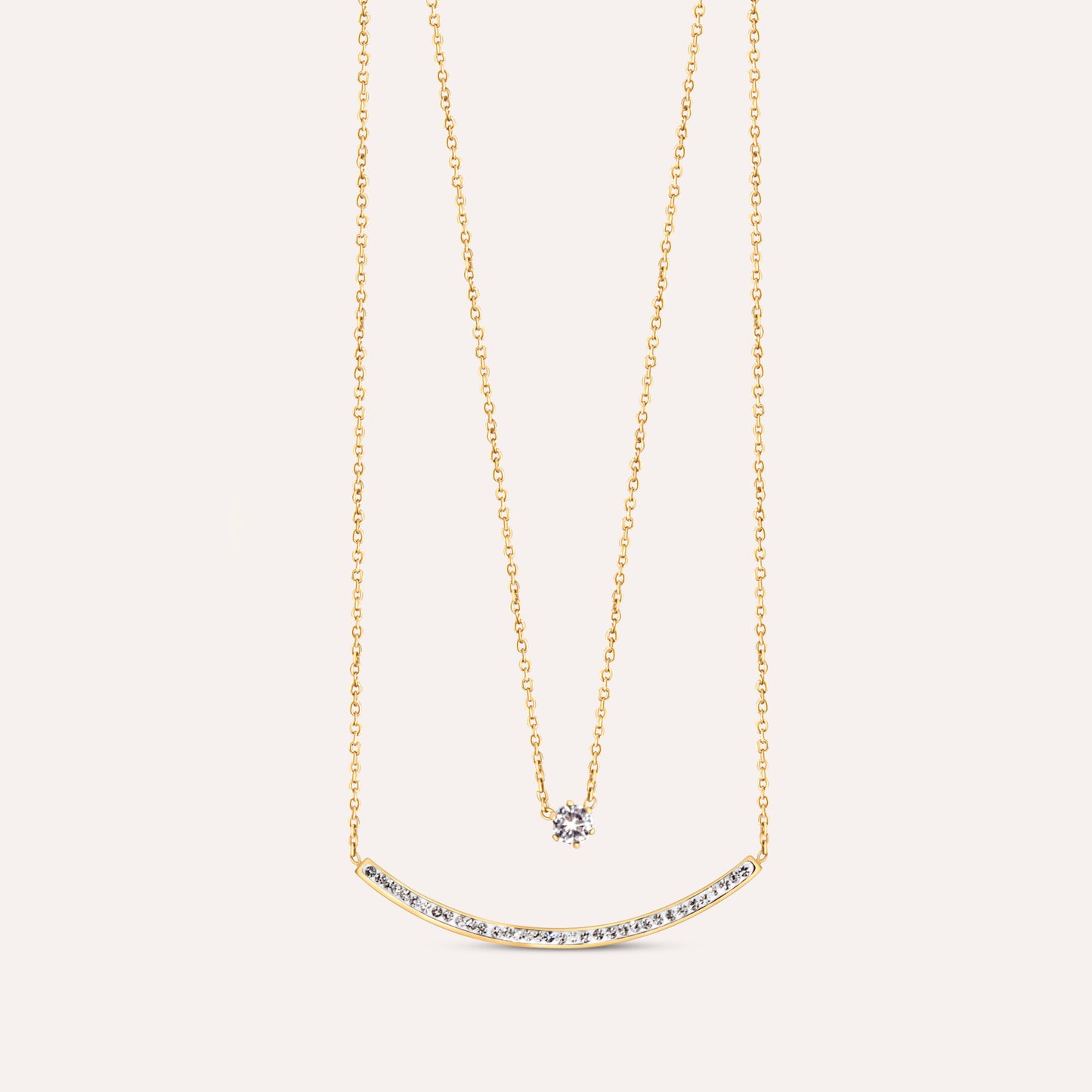 Dual Zircon Bar Layered Necklace
