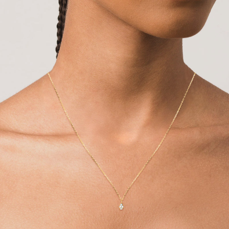 Diamond and gold pear necklace