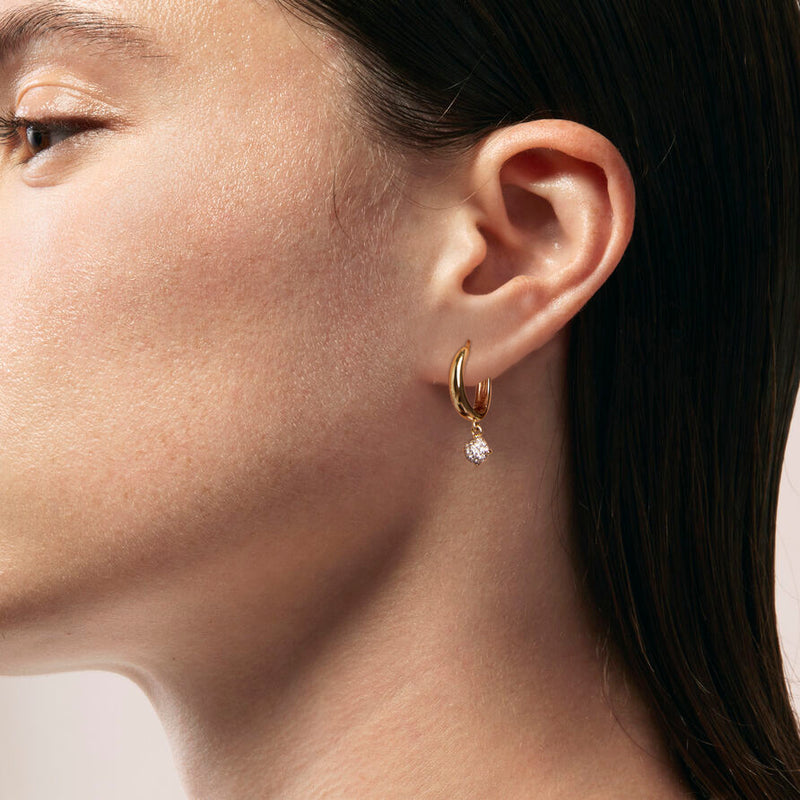 Diamond and gold Orla drop hoops