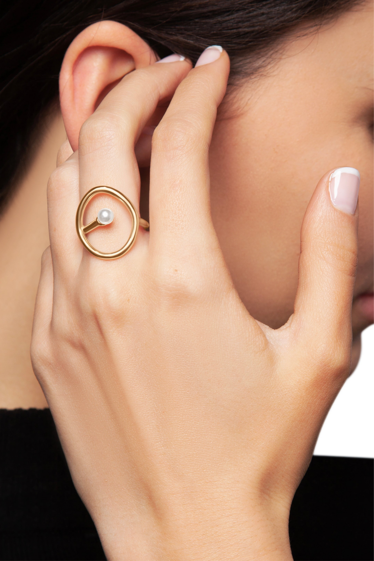 Hollow Geometric Pearl Rings