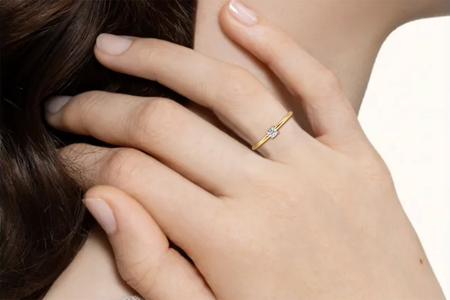 Diamonds and gold solitaire mini Elia ring