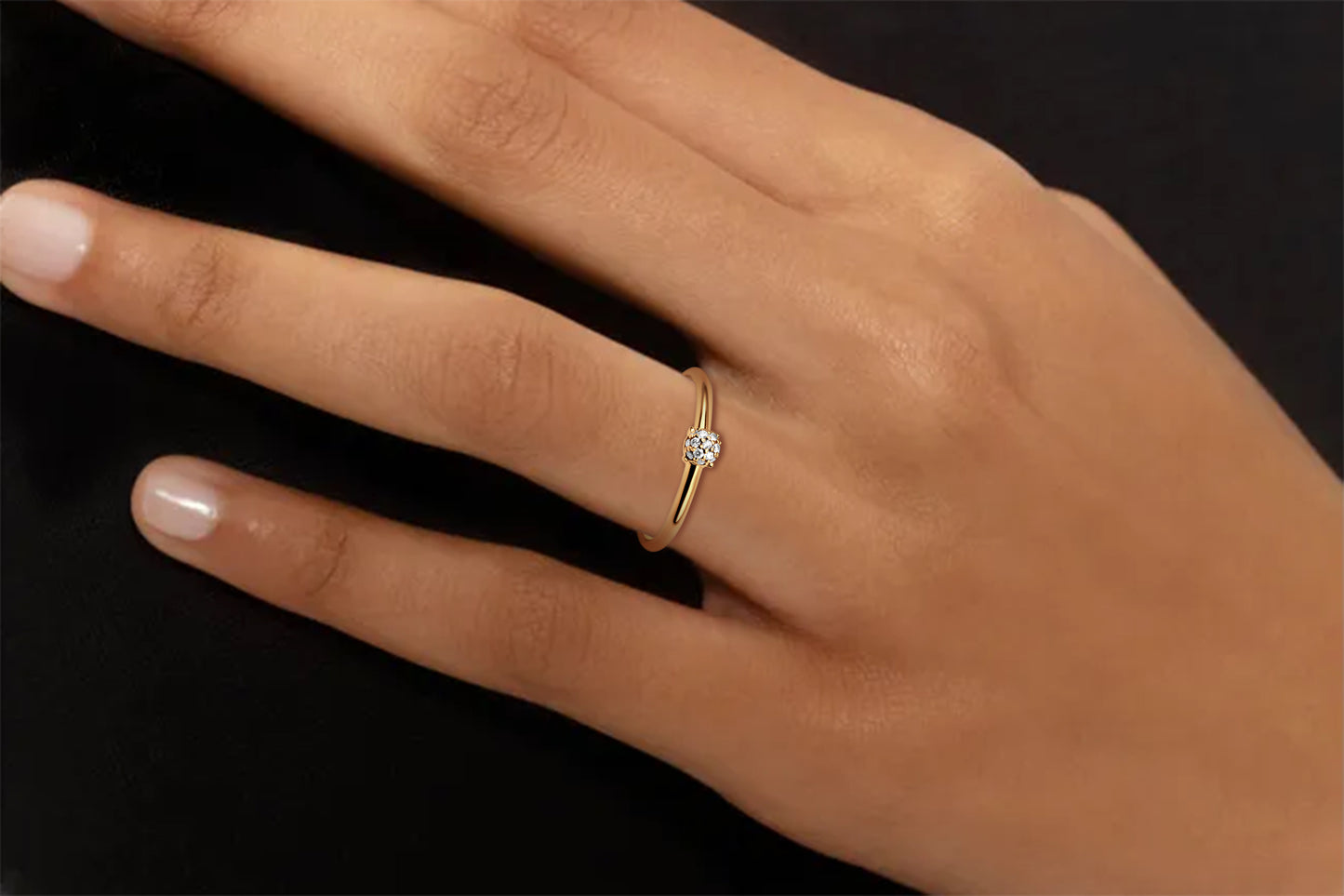 Diamond and gold Orla drop solitary ring