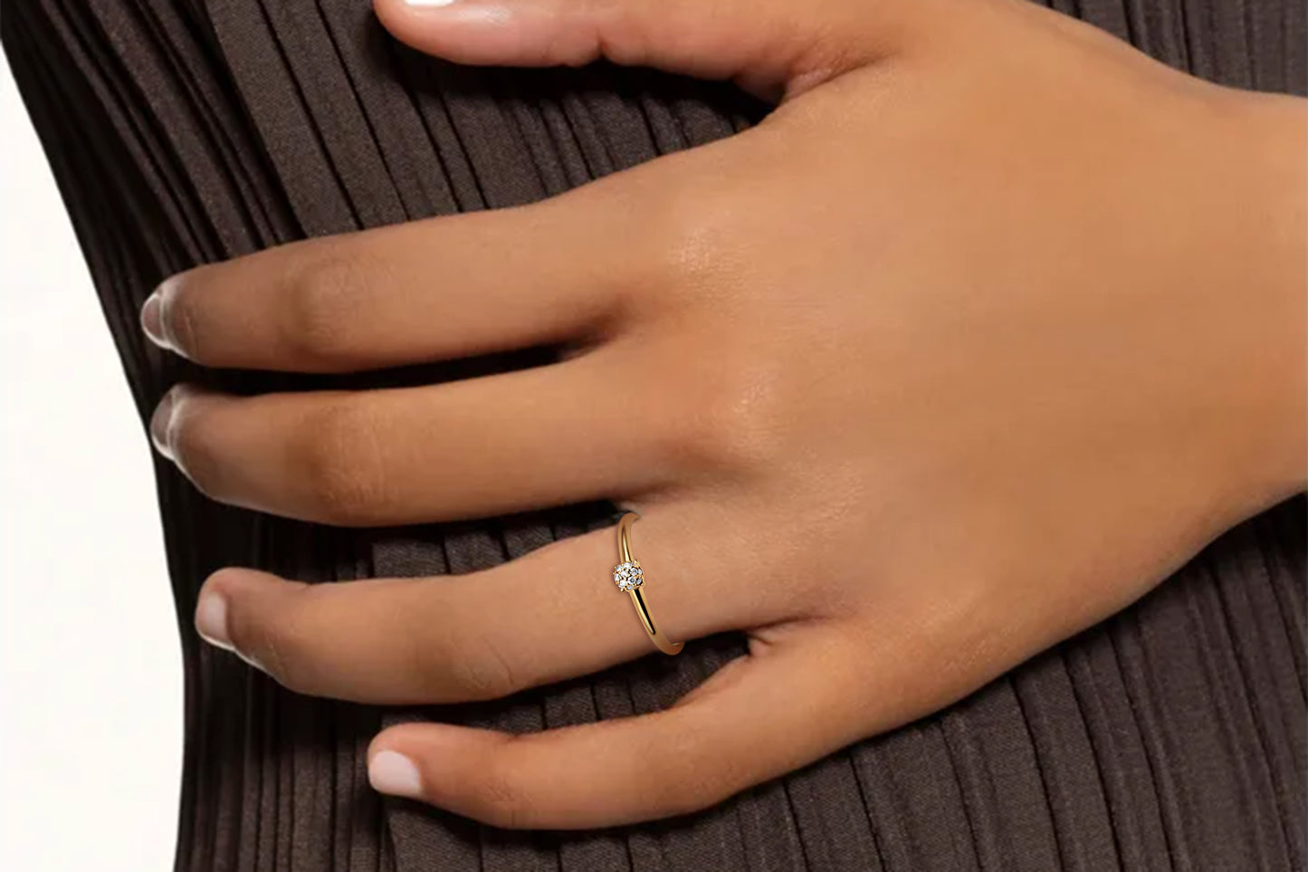Diamond and gold Orla drop solitary ring