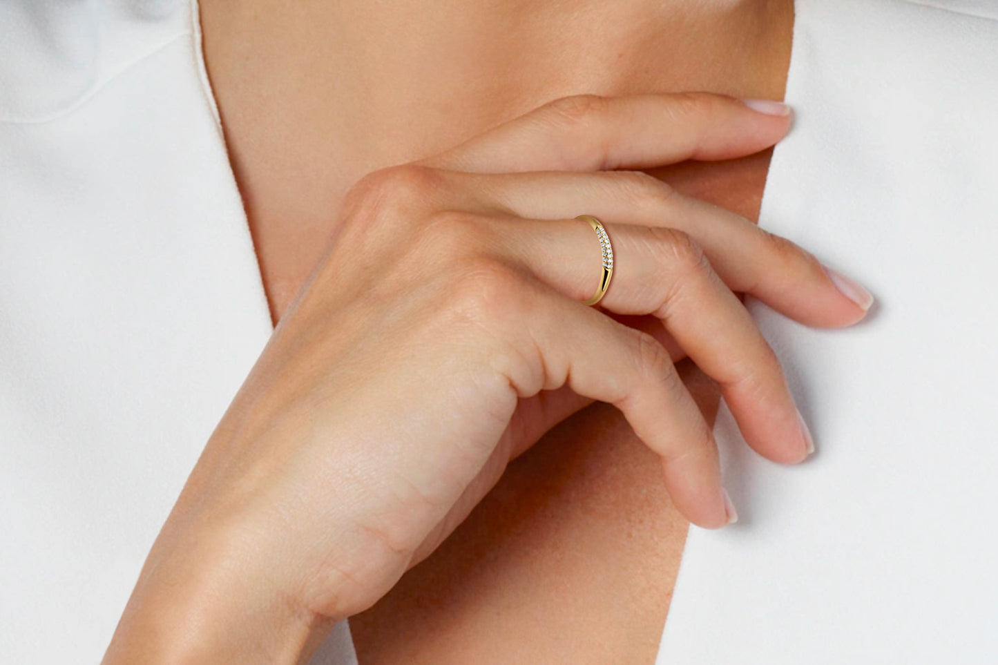 Diamond and gold Elara ring