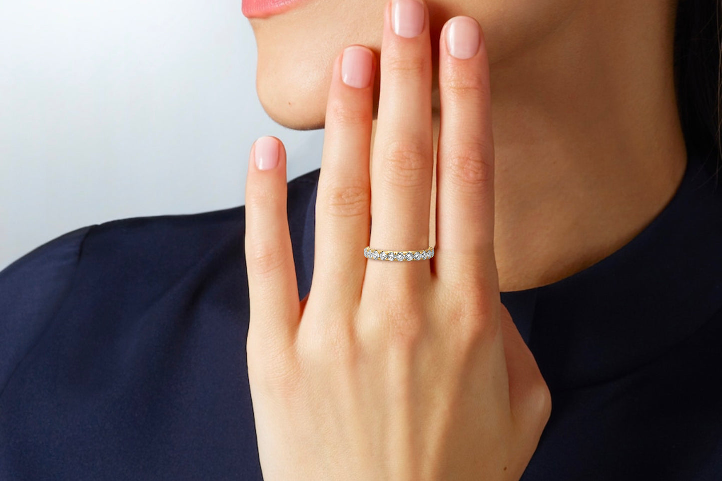 Diamonds and Gold Eternity Medium Ring