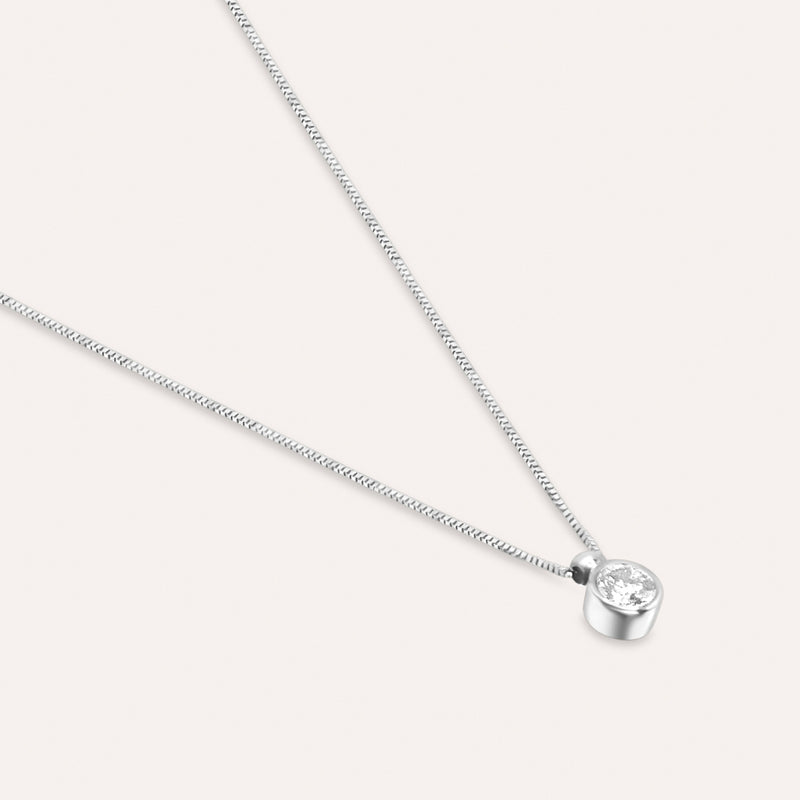 Diamond and white gold solitaire necklace