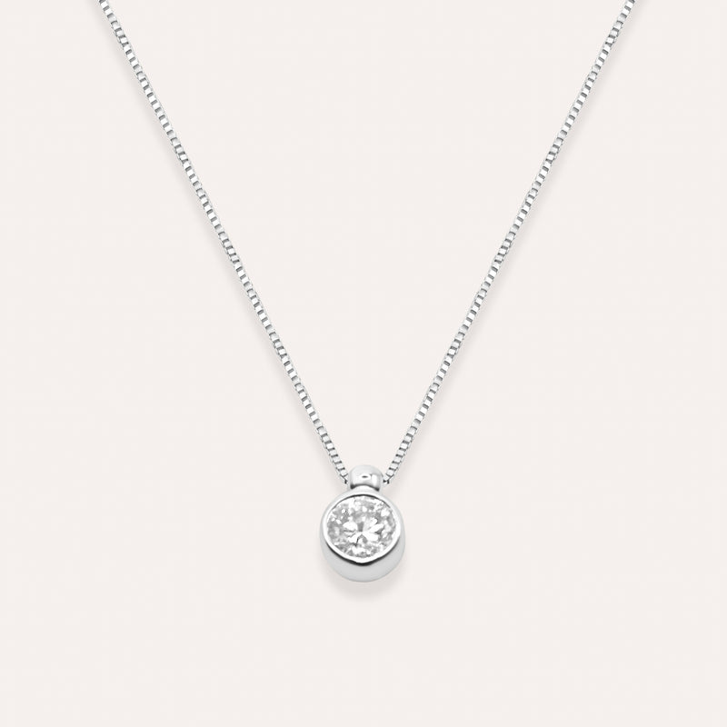 Diamond and white gold solitaire necklace