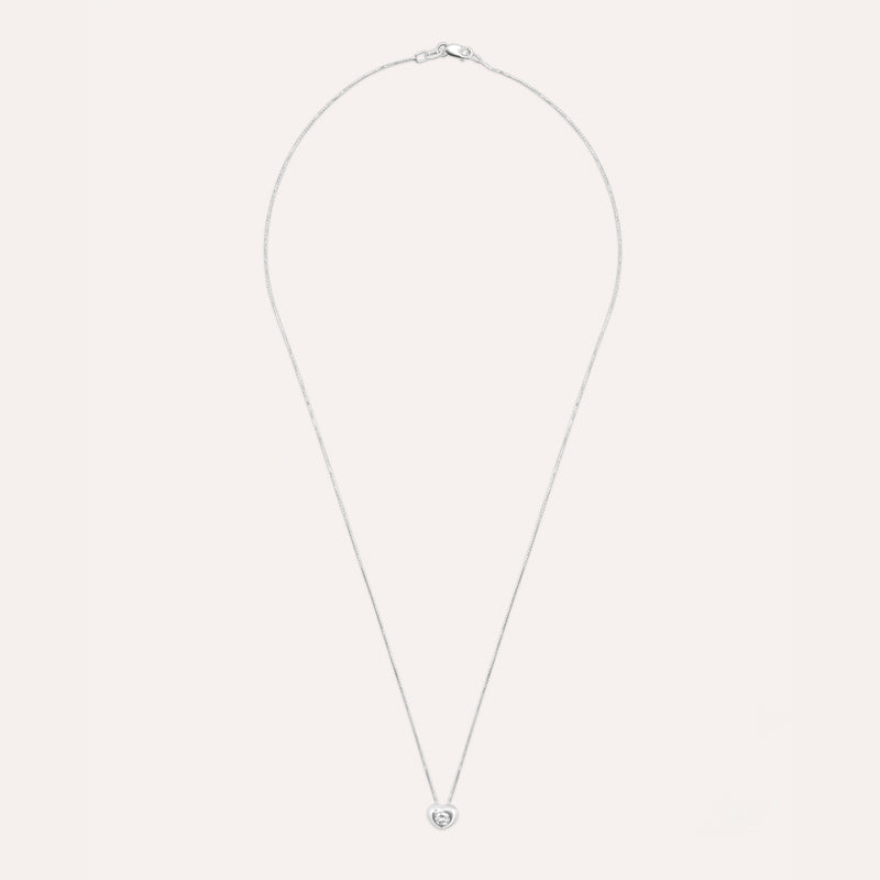 Diamond and white gold heart solitaire necklace