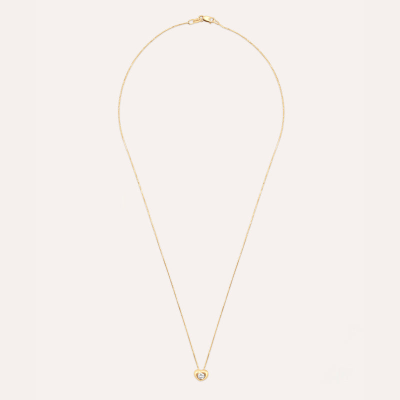Diamond and  gold heart solitaire necklace