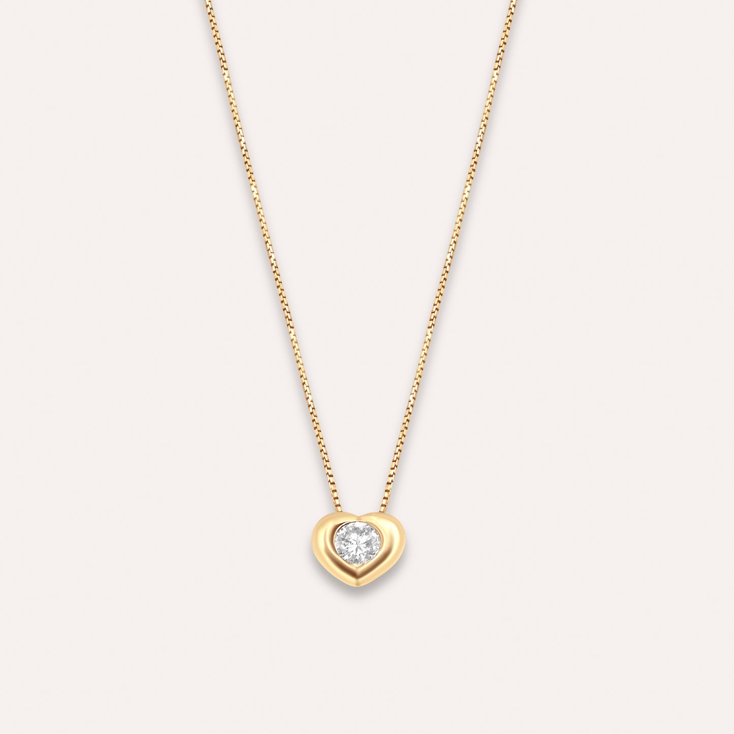 Diamond and  gold heart solitaire necklace