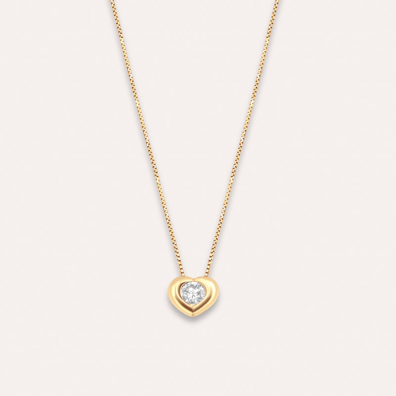 Diamond and  gold heart solitaire necklace