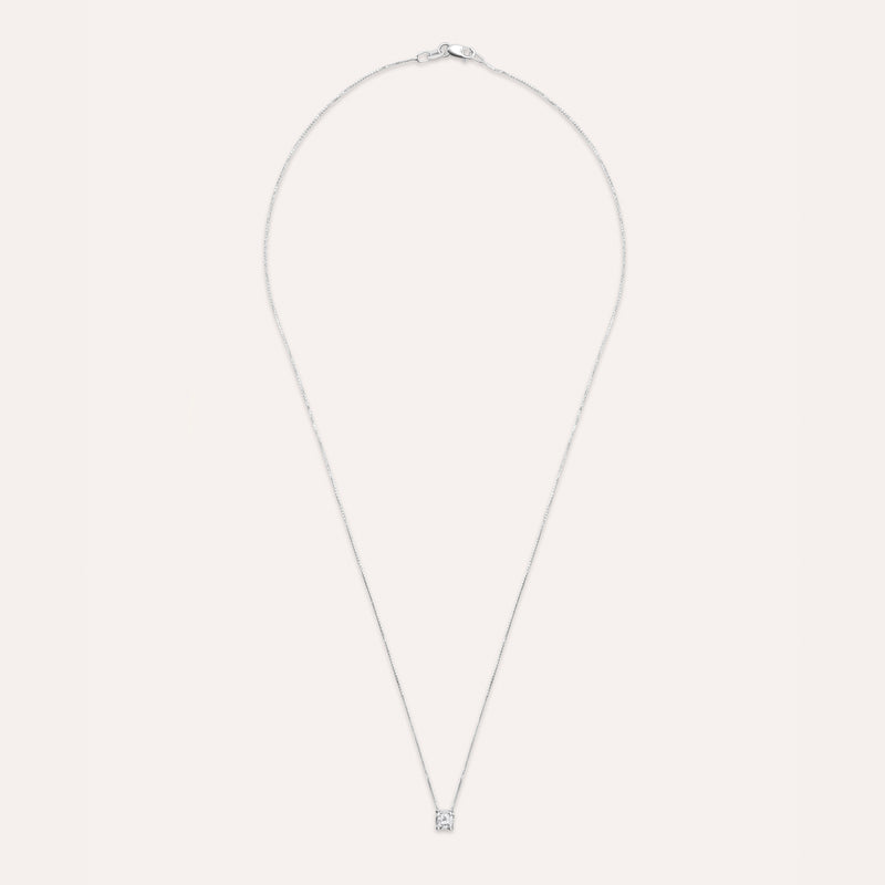 Diamond and white gold square solitaire necklace