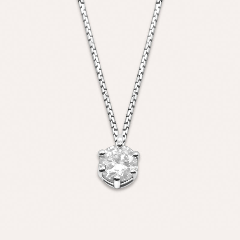 Diamond and white gold solitaire necklace