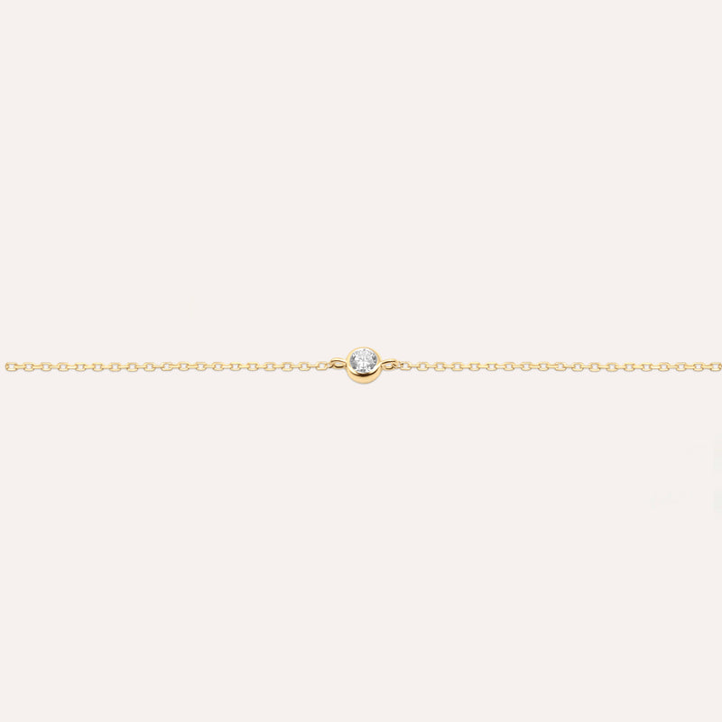 Diamonds and gold solitaire medium Elia bracelet