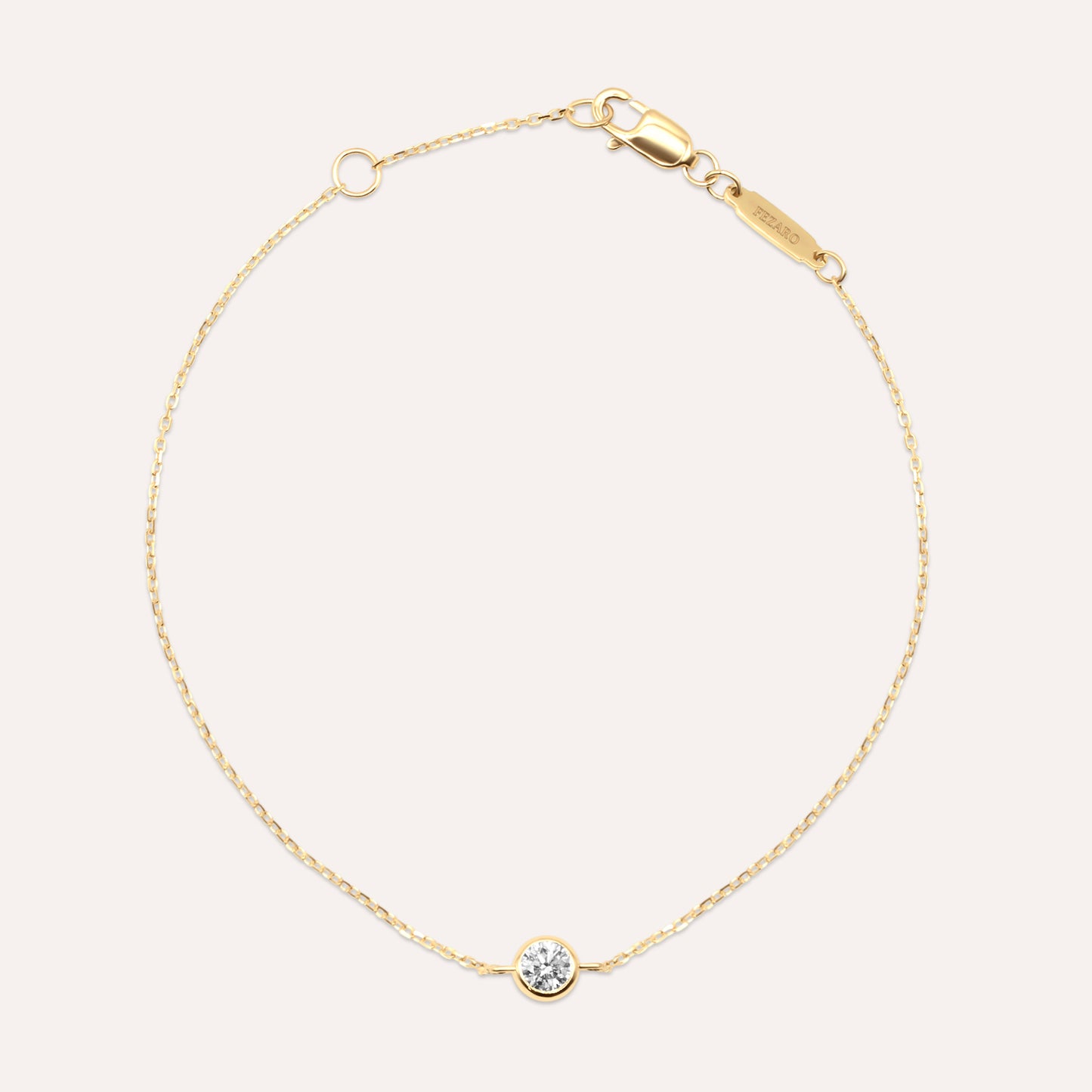 Diamonds and gold solitaire medium Elia bracelet