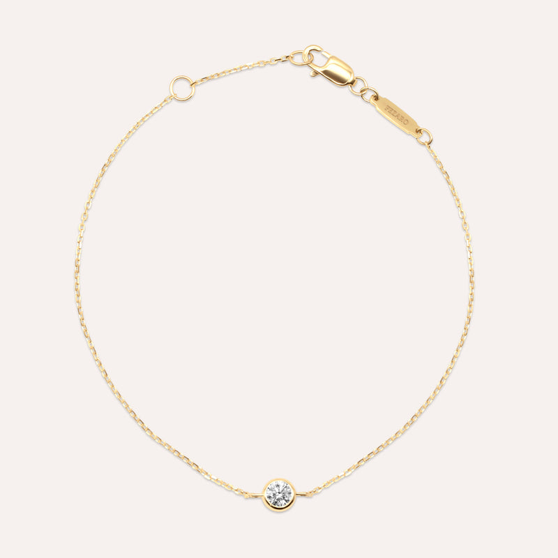 Diamonds and gold solitaire medium Elia bracelet