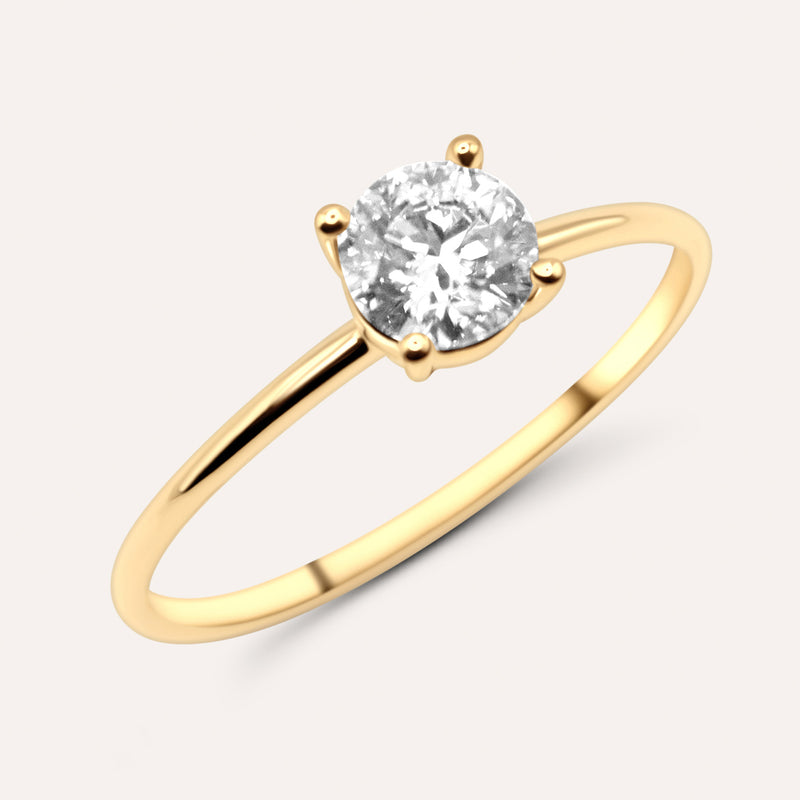 Diamonds and gold solitaire large Elia ring