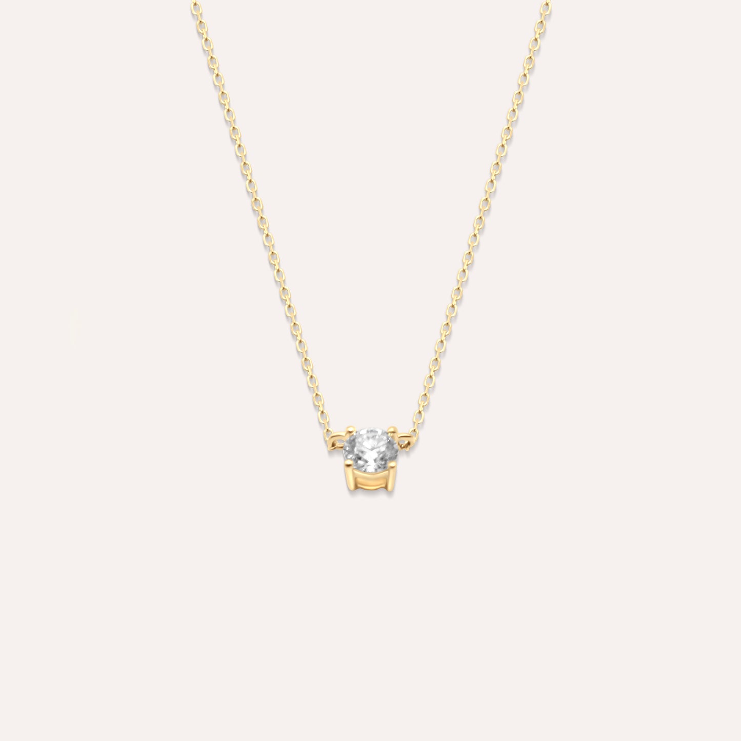 Diamonds and gold solitaire mini Elia necklace