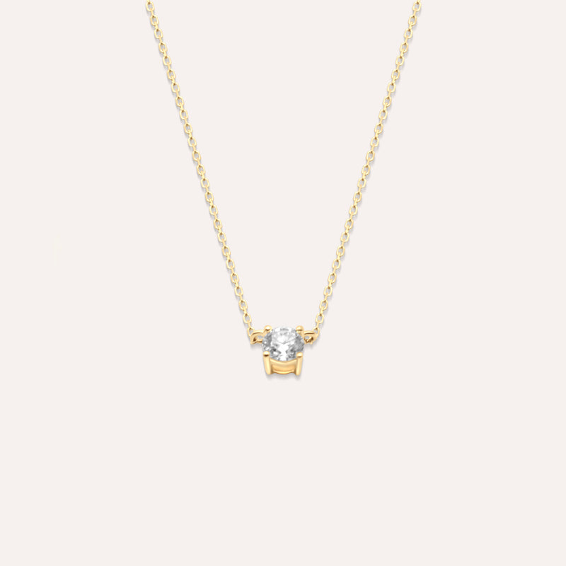 Diamonds and gold solitaire mini Elia necklace