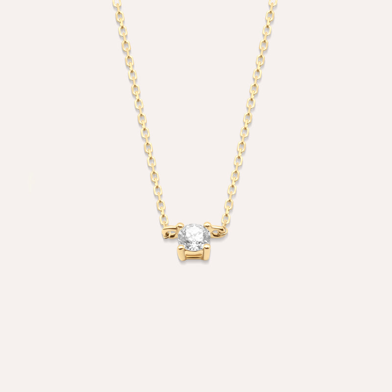 Diamonds and gold solitaire medium Elia necklace