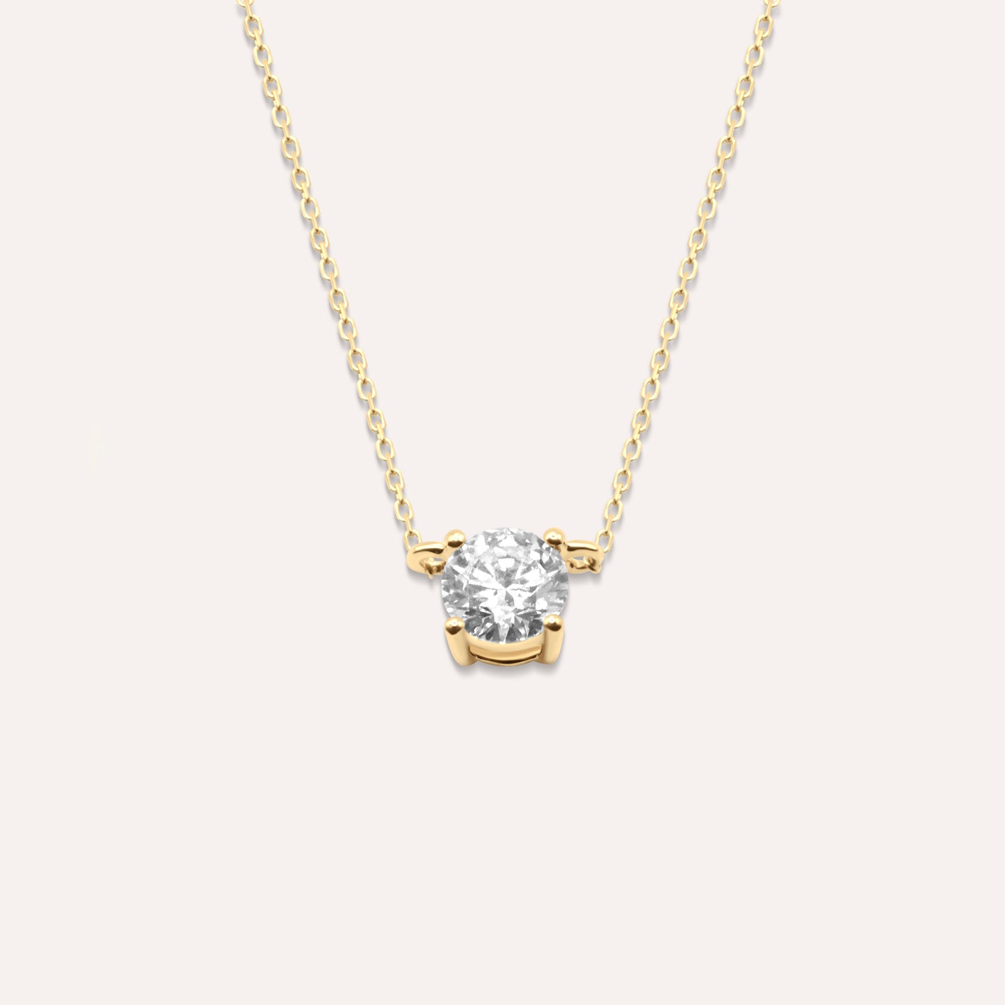 Diamonds and gold solitaire large Elia necklace