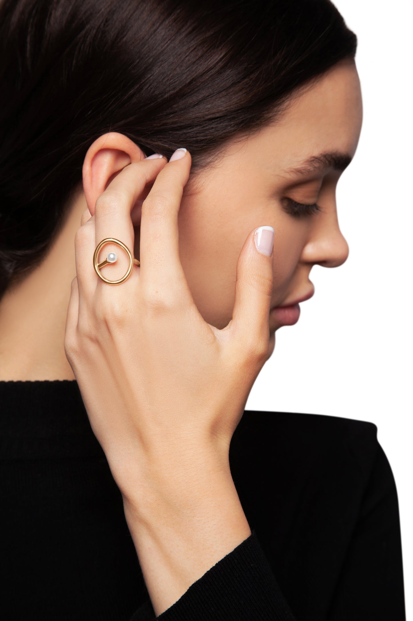 Hollow Geometric Pearl Rings