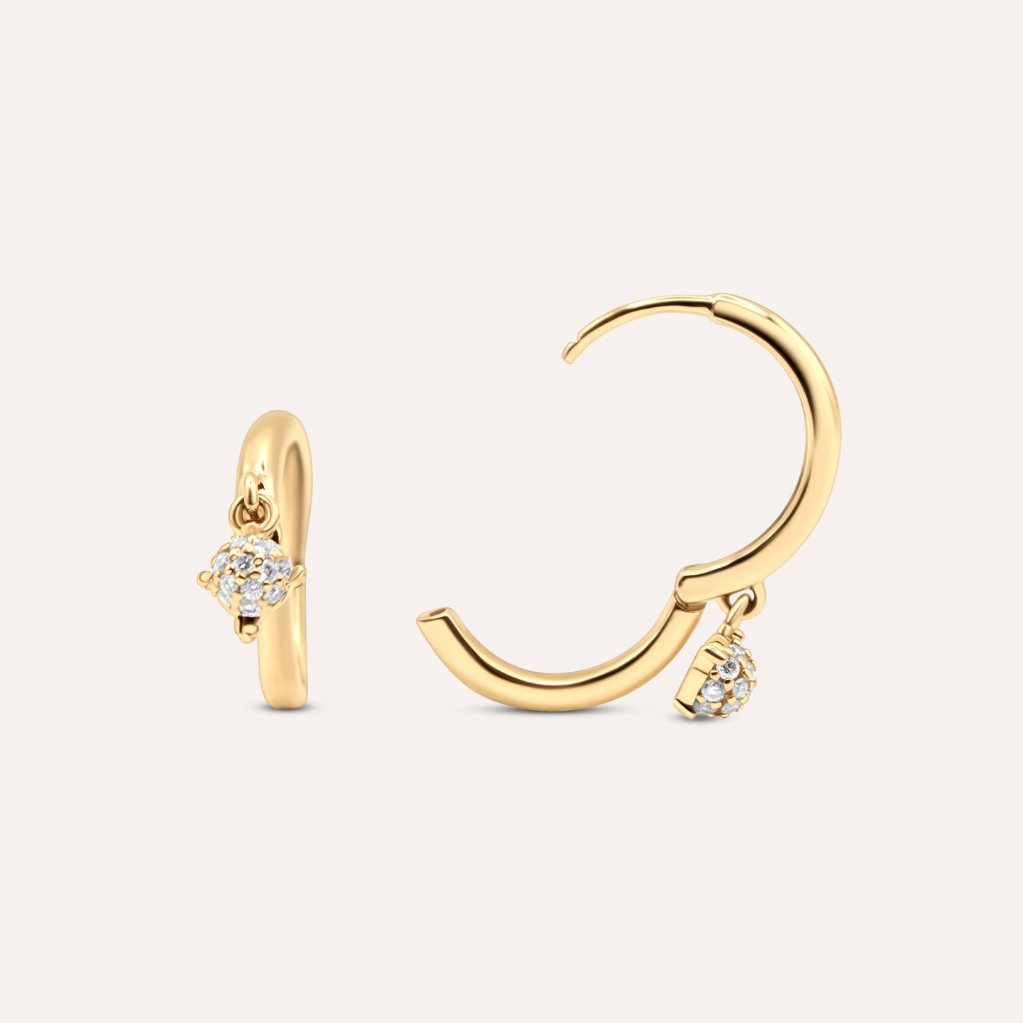Diamond and gold Orla drop hoops