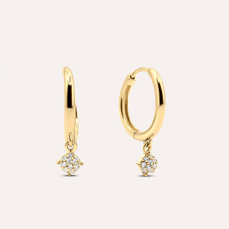 Diamond and gold Orla drop hoops