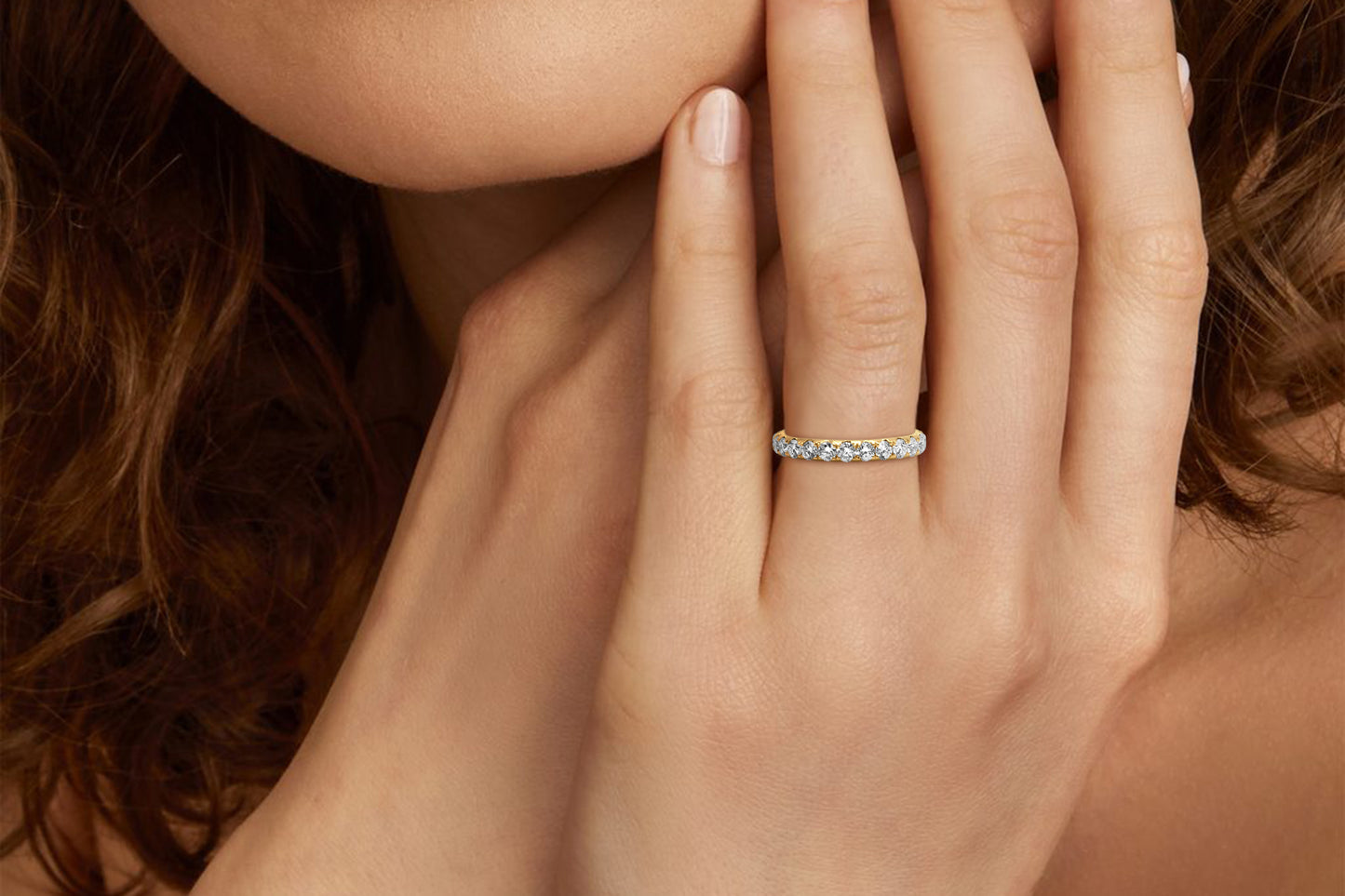Diamonds and Gold Eternity Medium Ring