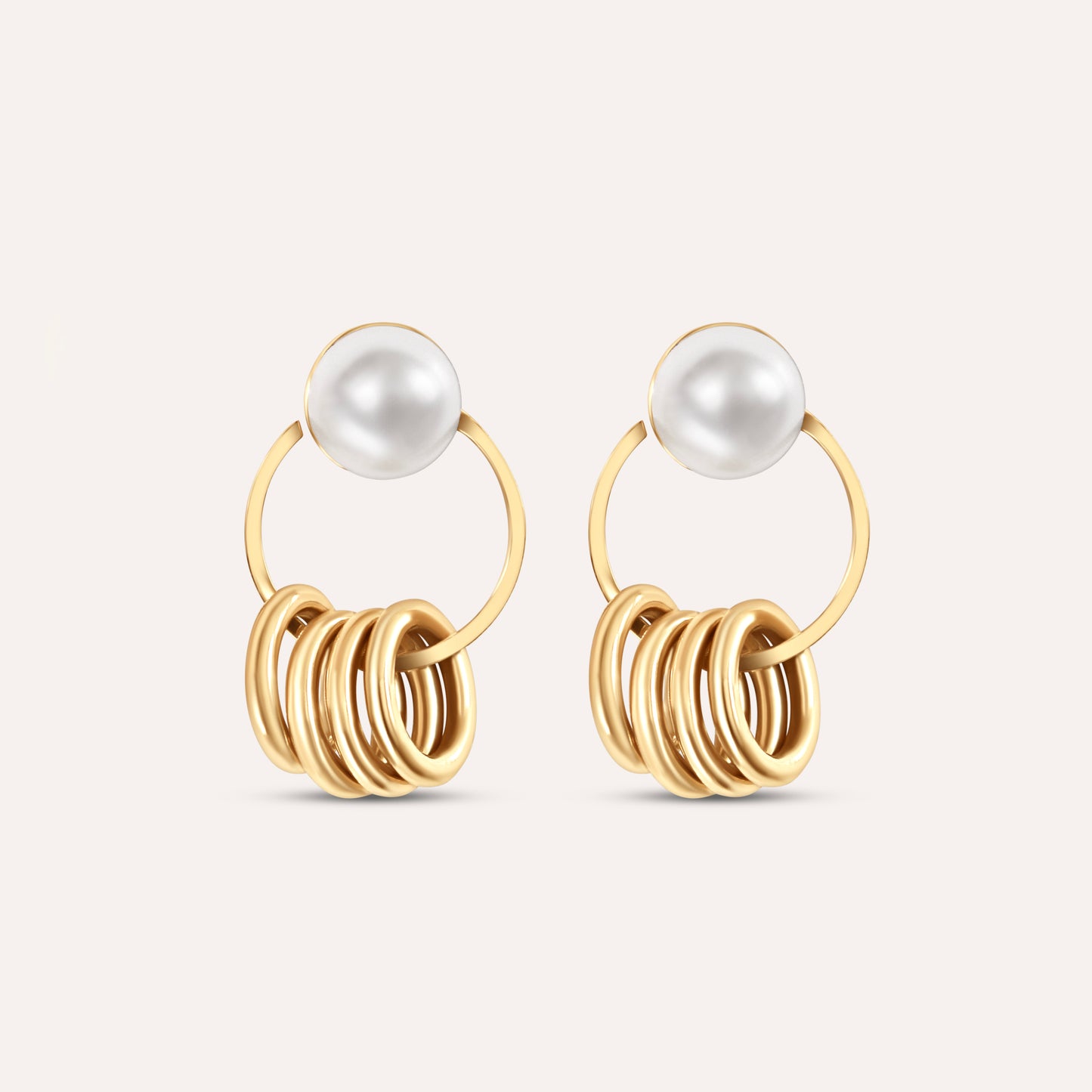 Hollow Geometric Pearl Earrings