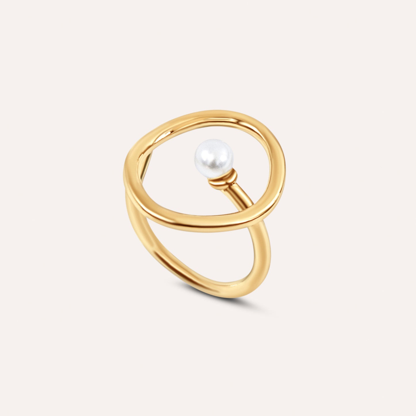 Hollow Geometric Pearl Rings