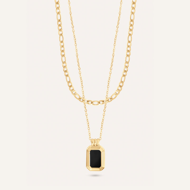Black Onyx Multi Layered Necklace 