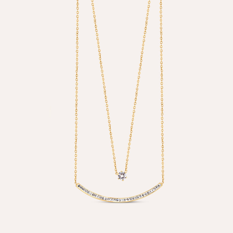 Dual Zircon Bar Layered Necklace 