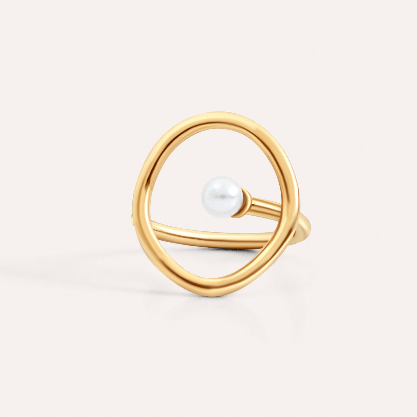 Hollow Geometric Pearl Rings