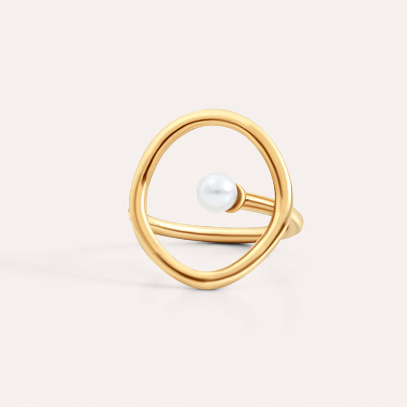 Hollow Geometric Pearl Rings