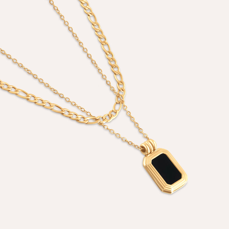 Black Onyx Multi Layered Necklace 