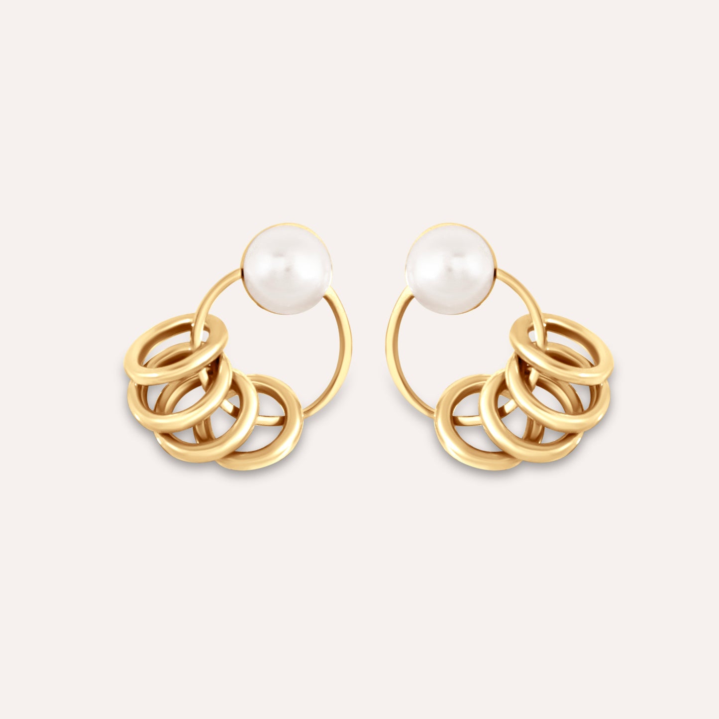 Hollow Geometric Pearl Earrings