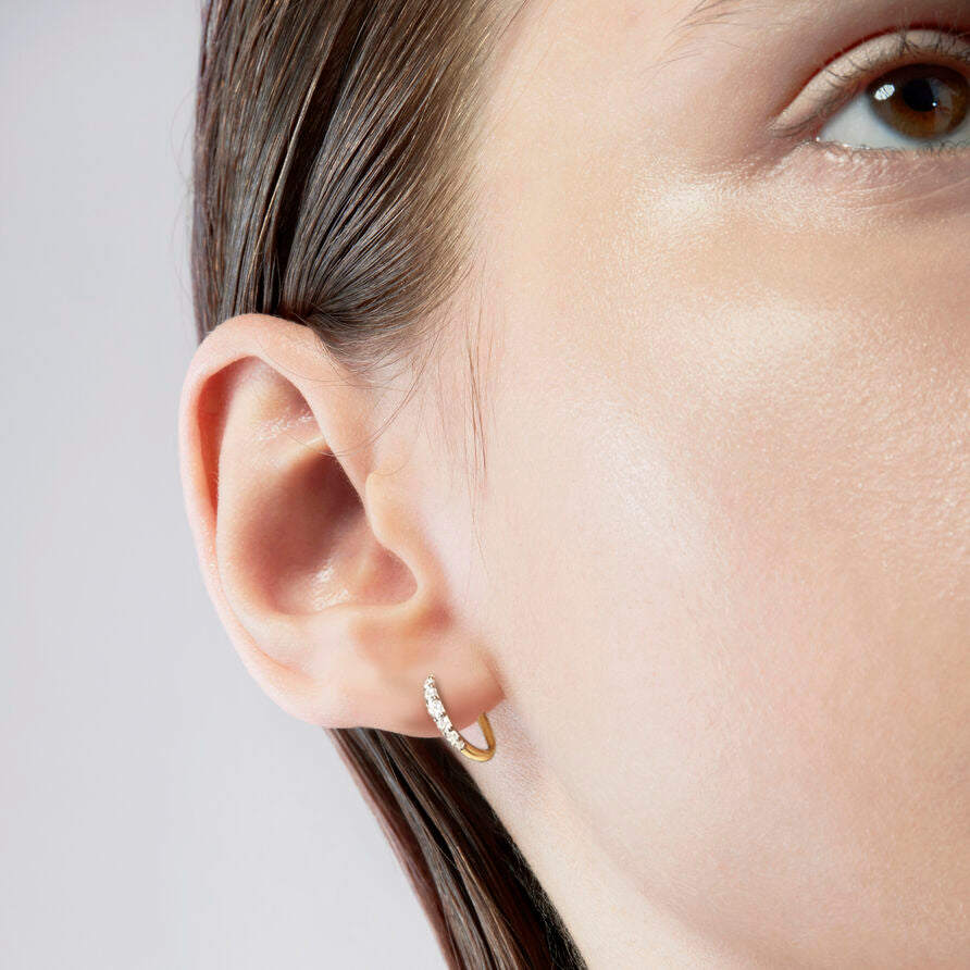 Diamond And Gold Mini Seren Hoops