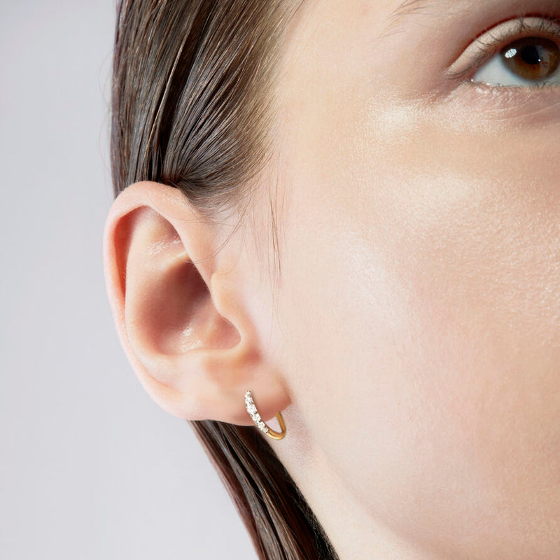 Diamond And Gold Mini Seren Hoops