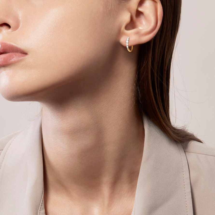Diamond And Gold Mini Seren Hoops