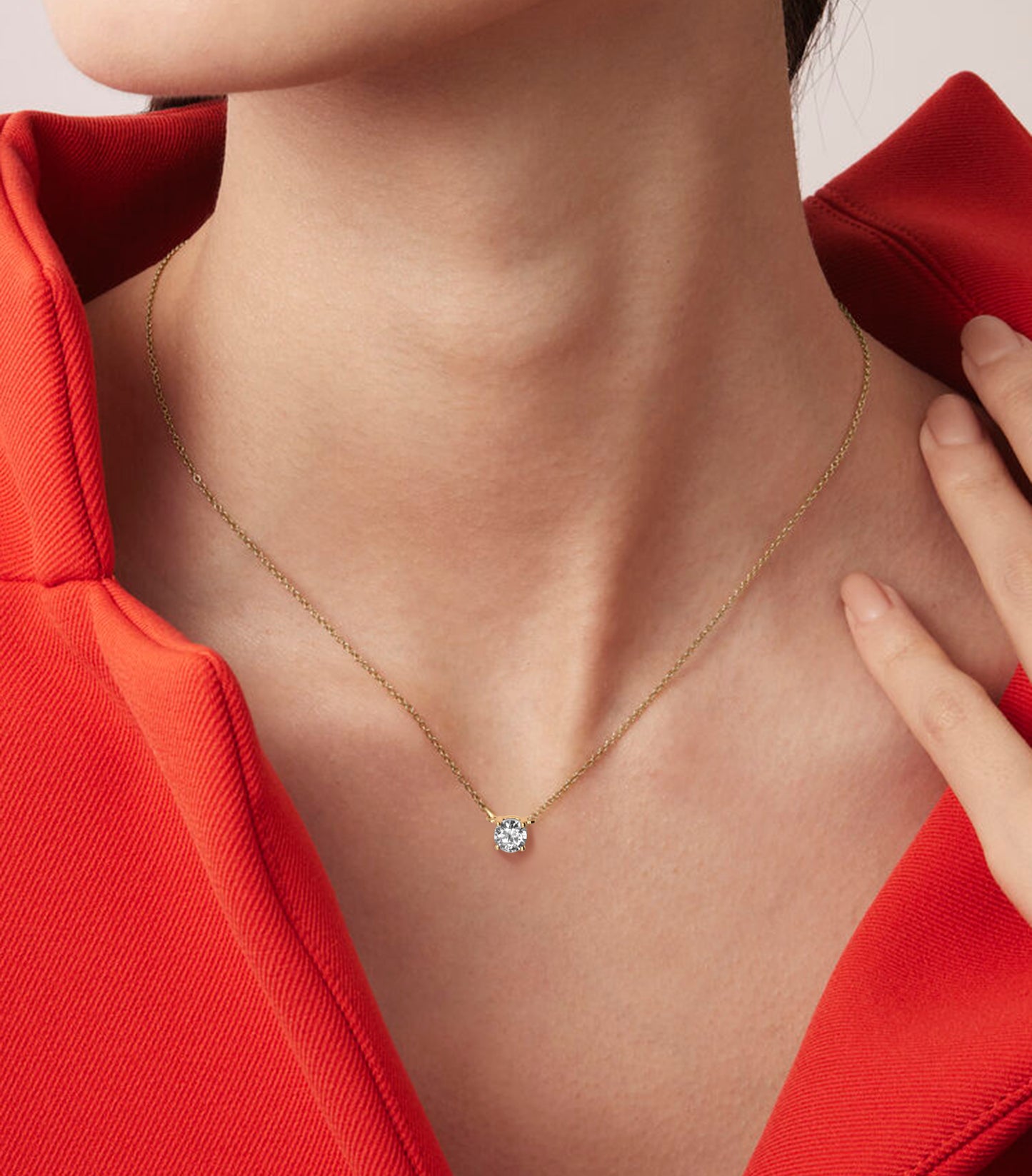 Diamonds and gold solitaire large Elia necklace